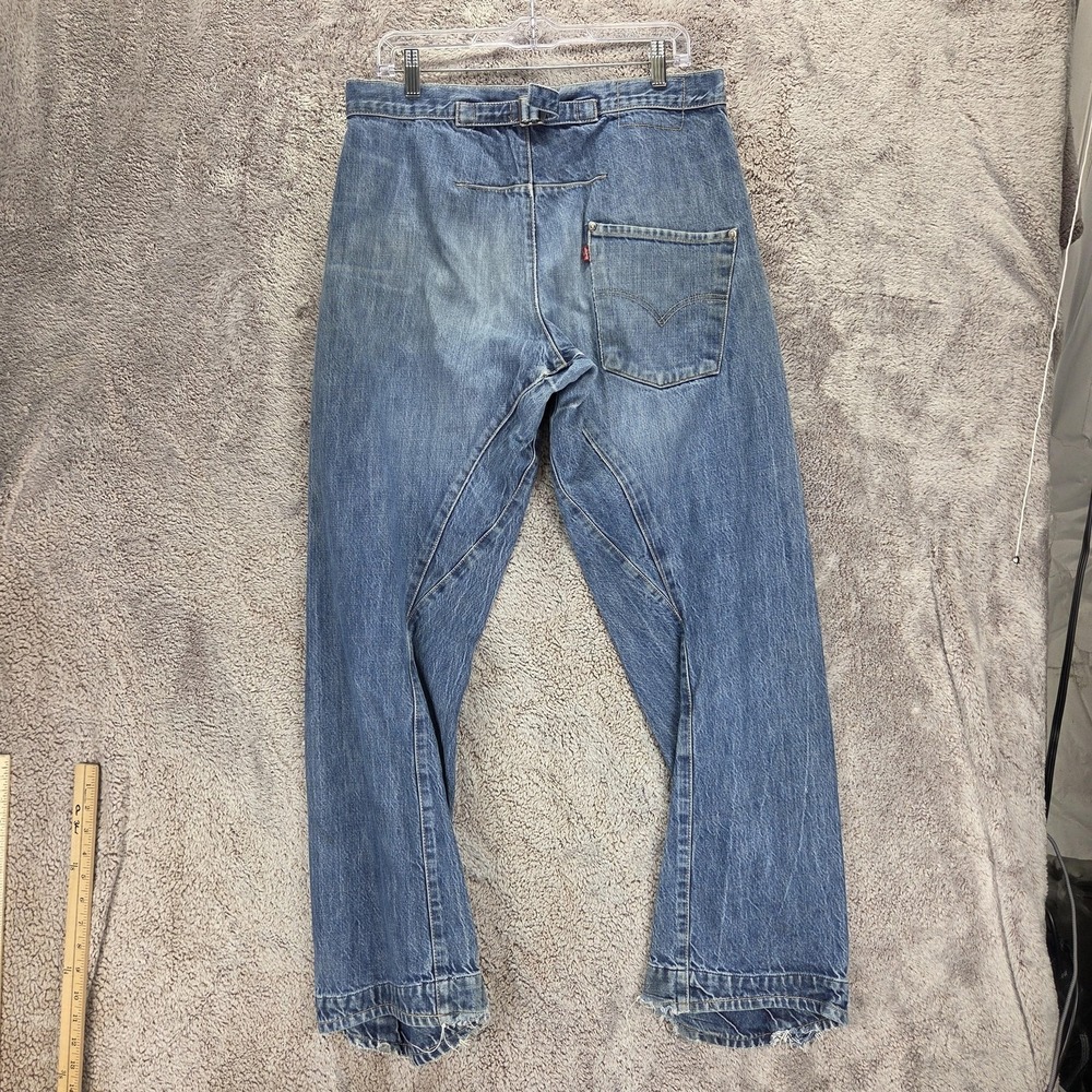 VTG Levis Engineered Jeans Mens Blue Twisted Buckle Back One Pocket Fits 32x32